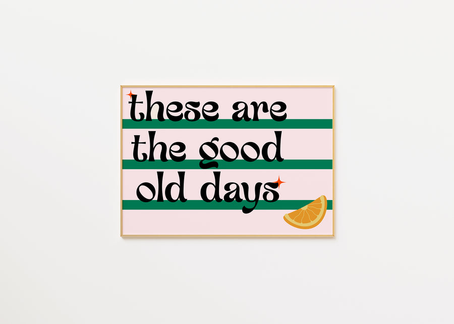 Good Old Days Print in Green A3