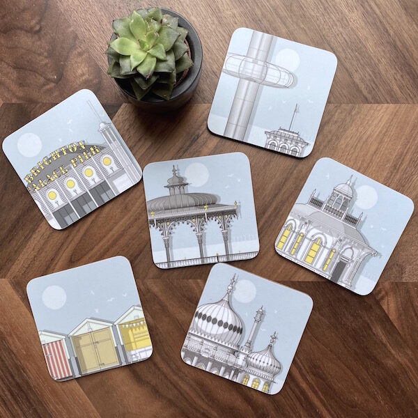 Brighton set of six assorted coasters