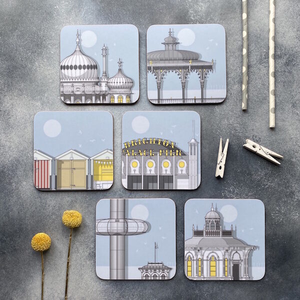 Brighton set of six assorted coasters