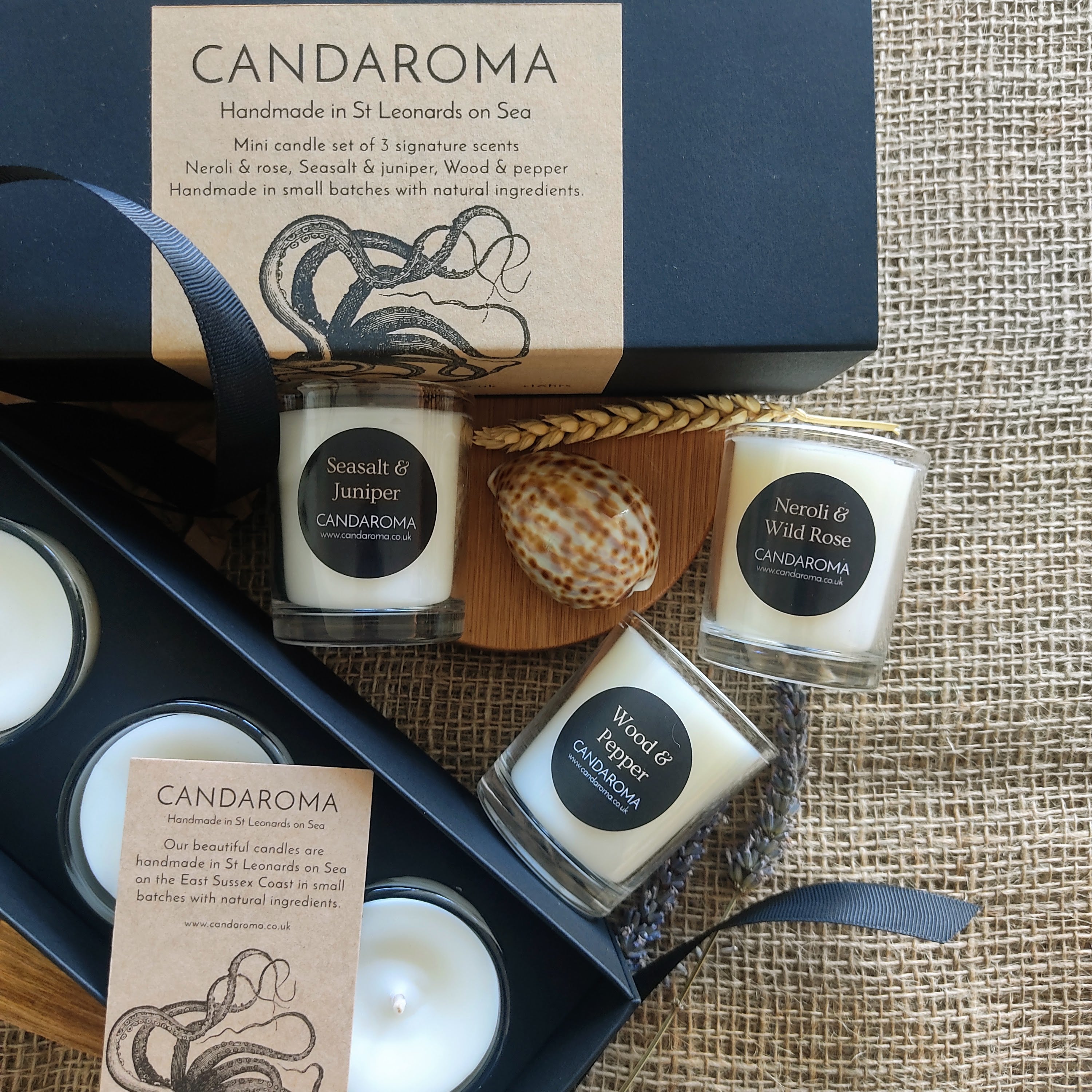 Triple mini candle gift box