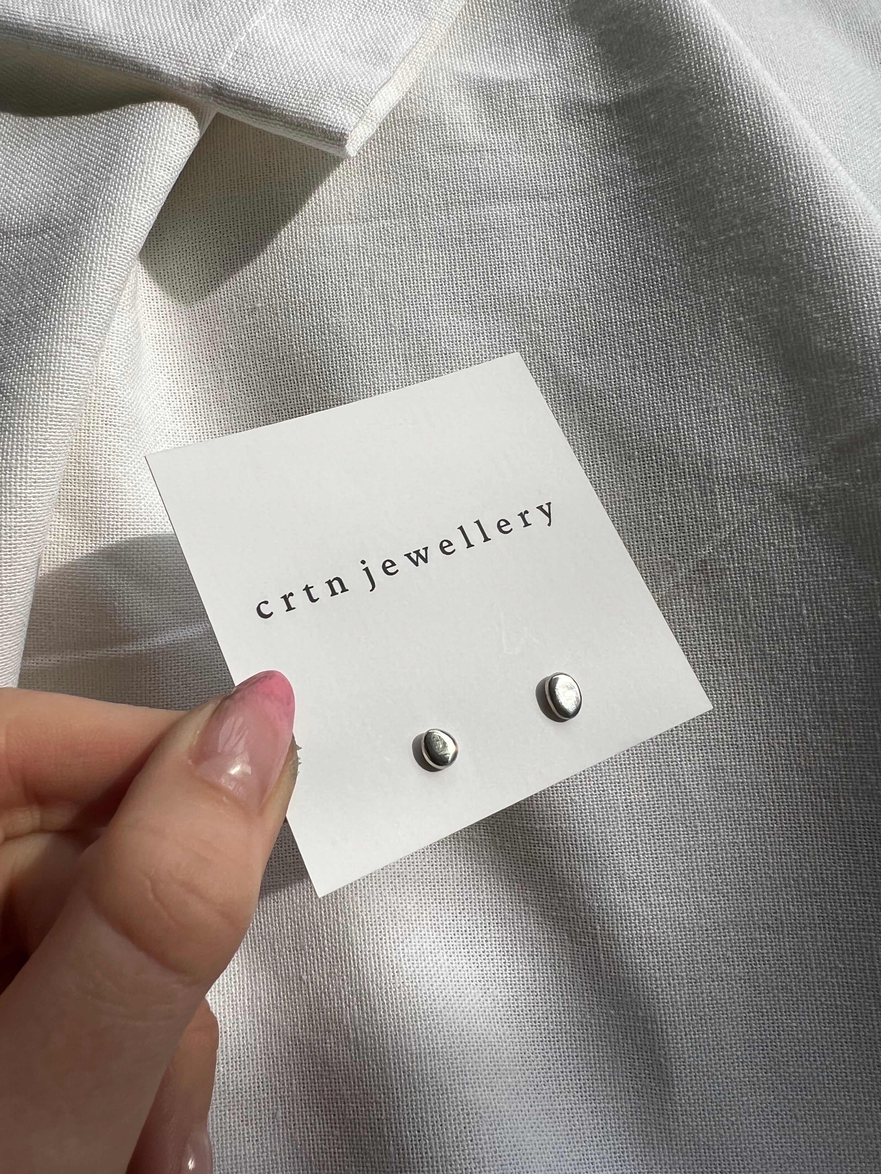 Recycled Silver Molten Round Studs