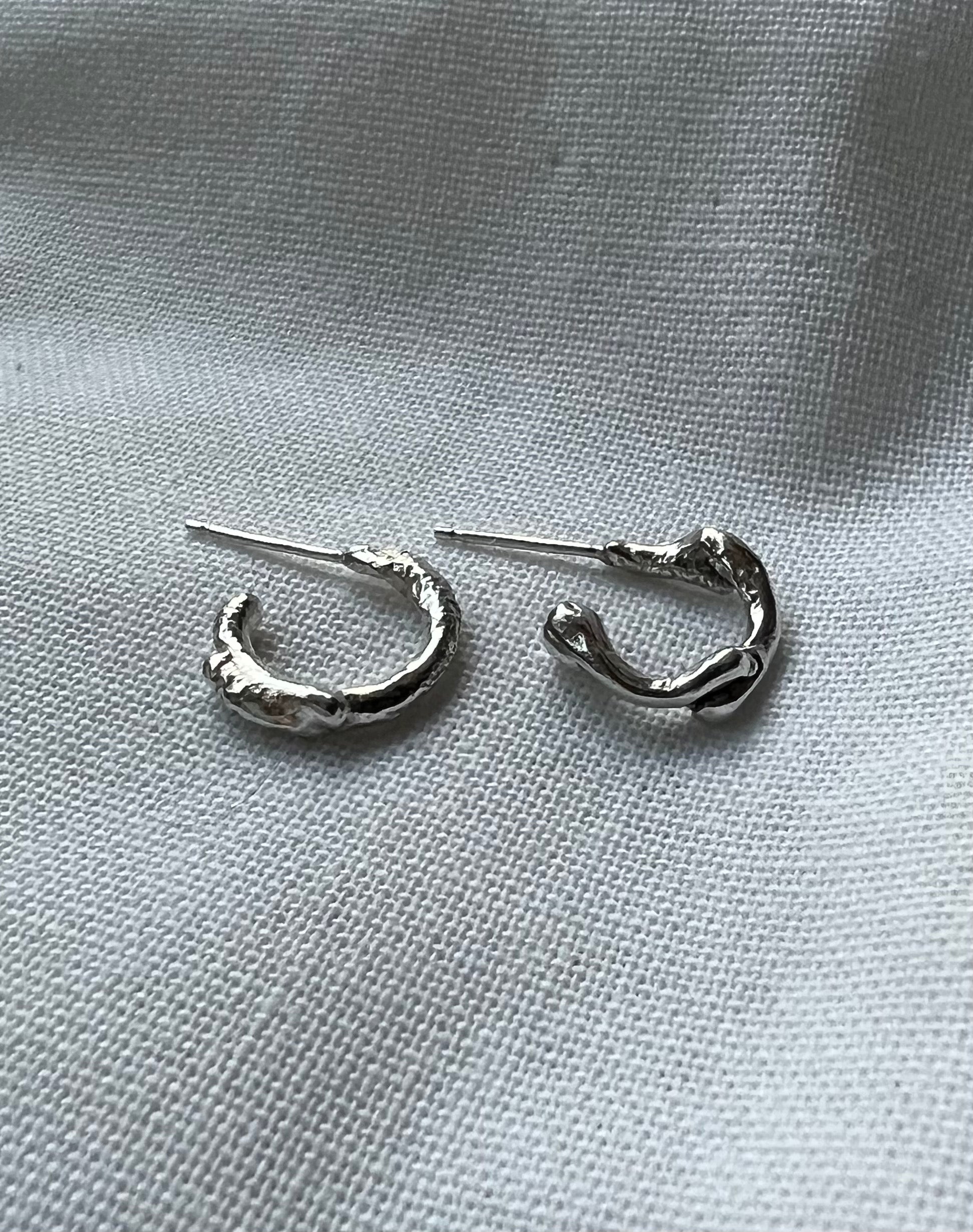 Recycled Silver Molten Hoops
