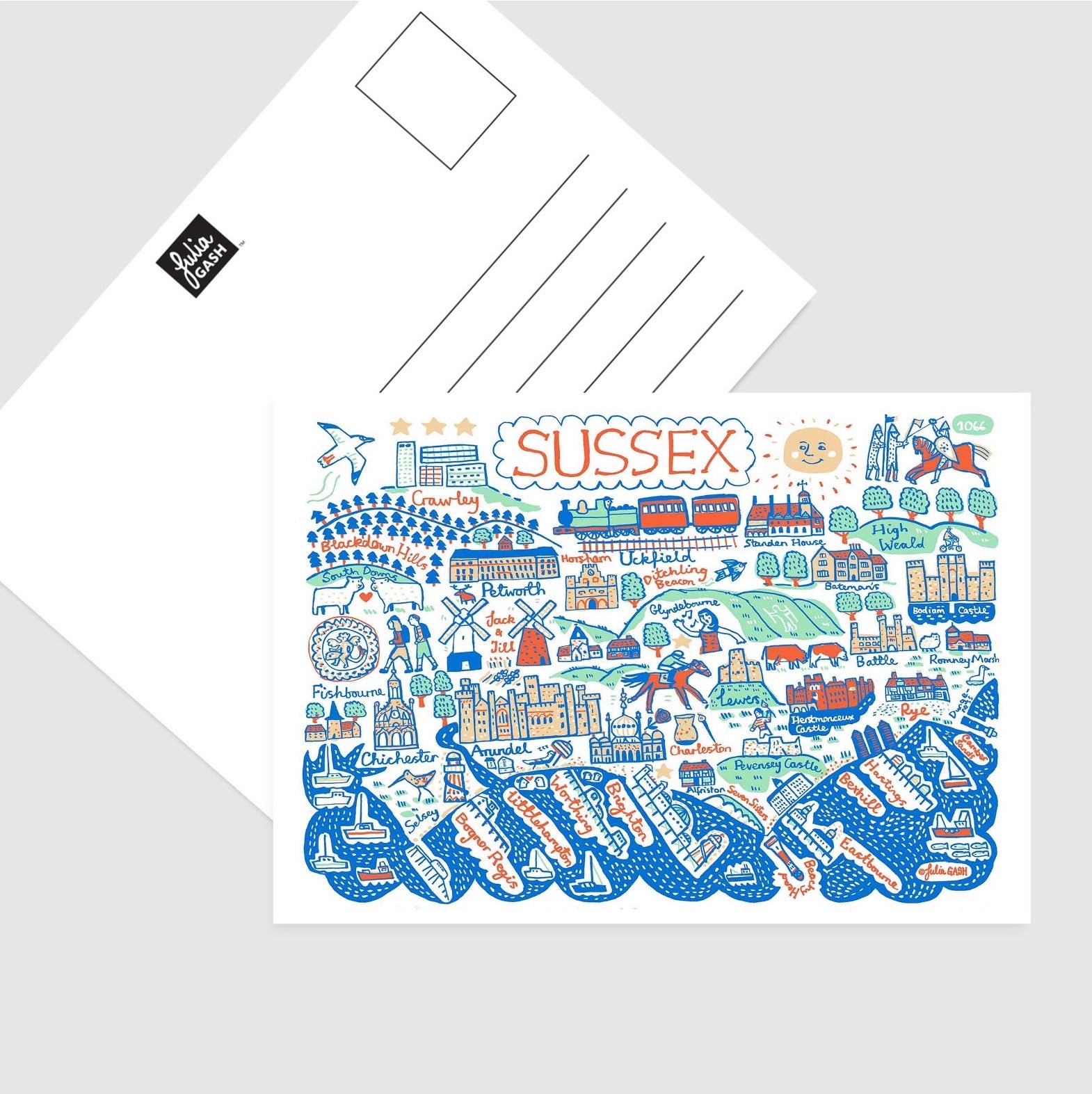 Sussex Postcard - Pack of 6