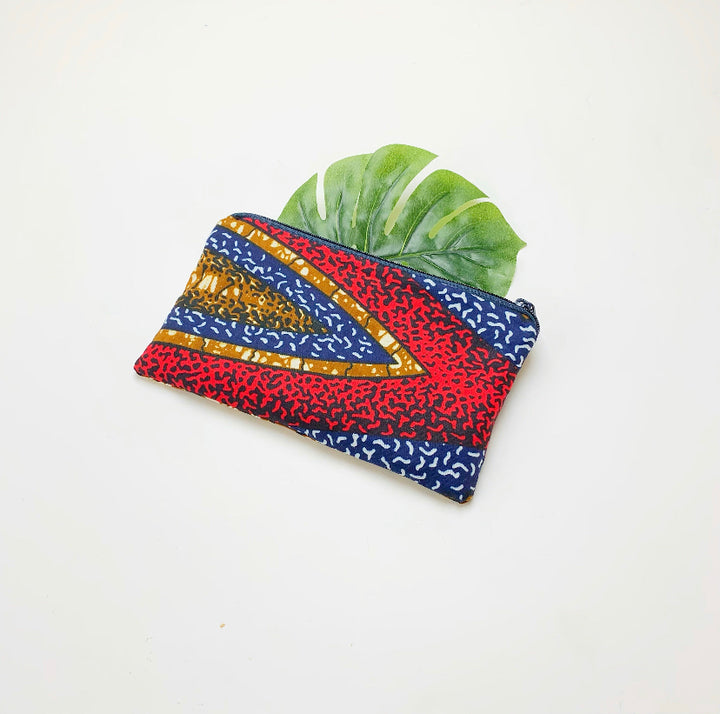 Blue and Red African Print Purse