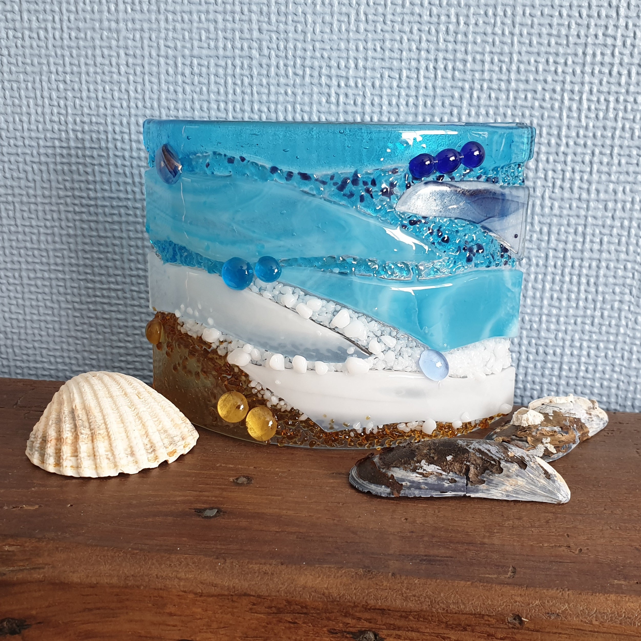 Fused Glass Sea and Waves Curve
