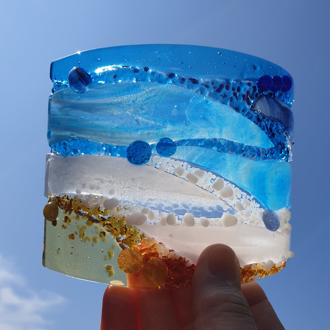 Fused Glass Sea and Waves Curve