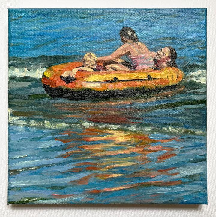 In the Shallows with the Dinghy, original oil painting