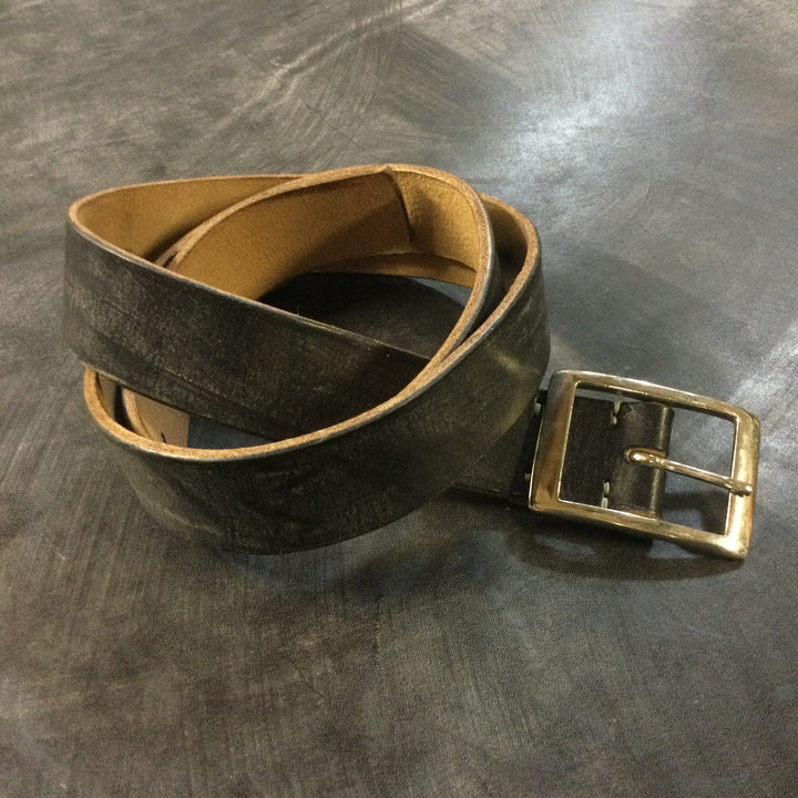 Oak Bark Leather Belt Black