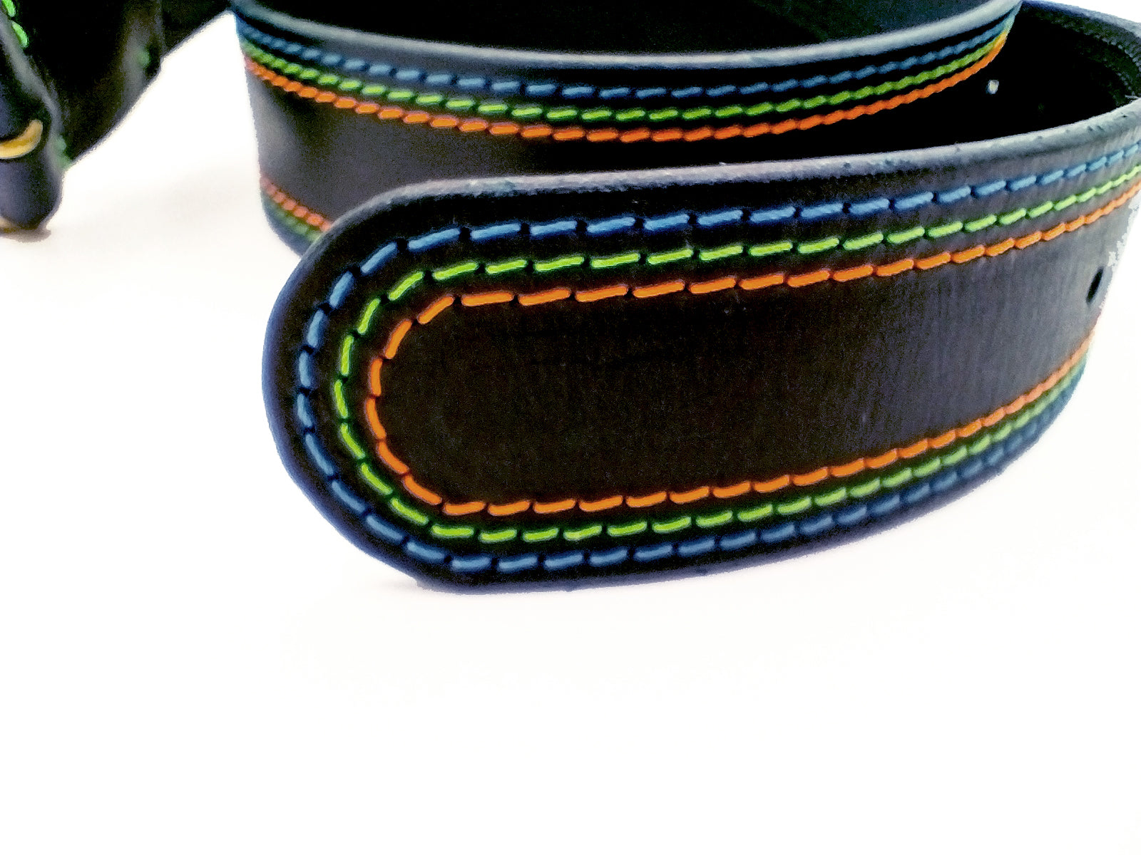 Multi Stitch Leather Belt Navy