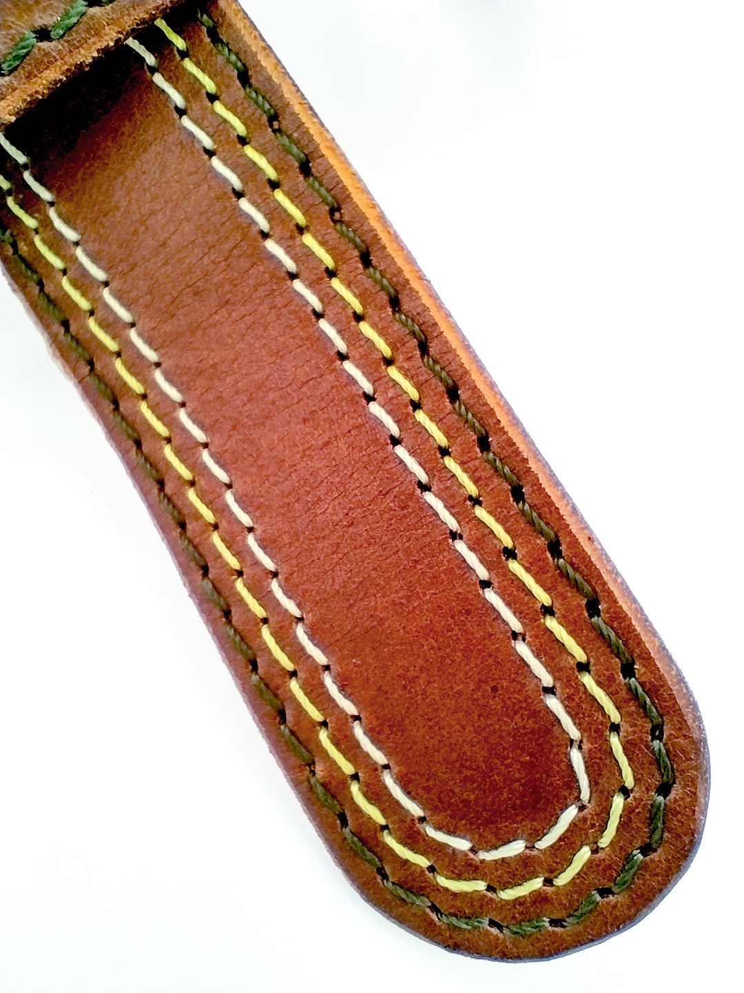 Multi Stitch Leather Belt Brown