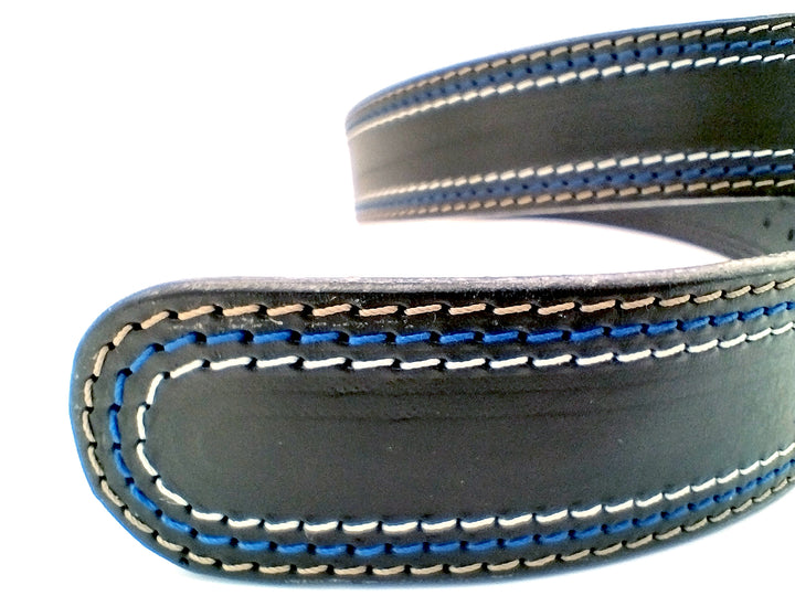 Multi Stitch Leather Belt Black