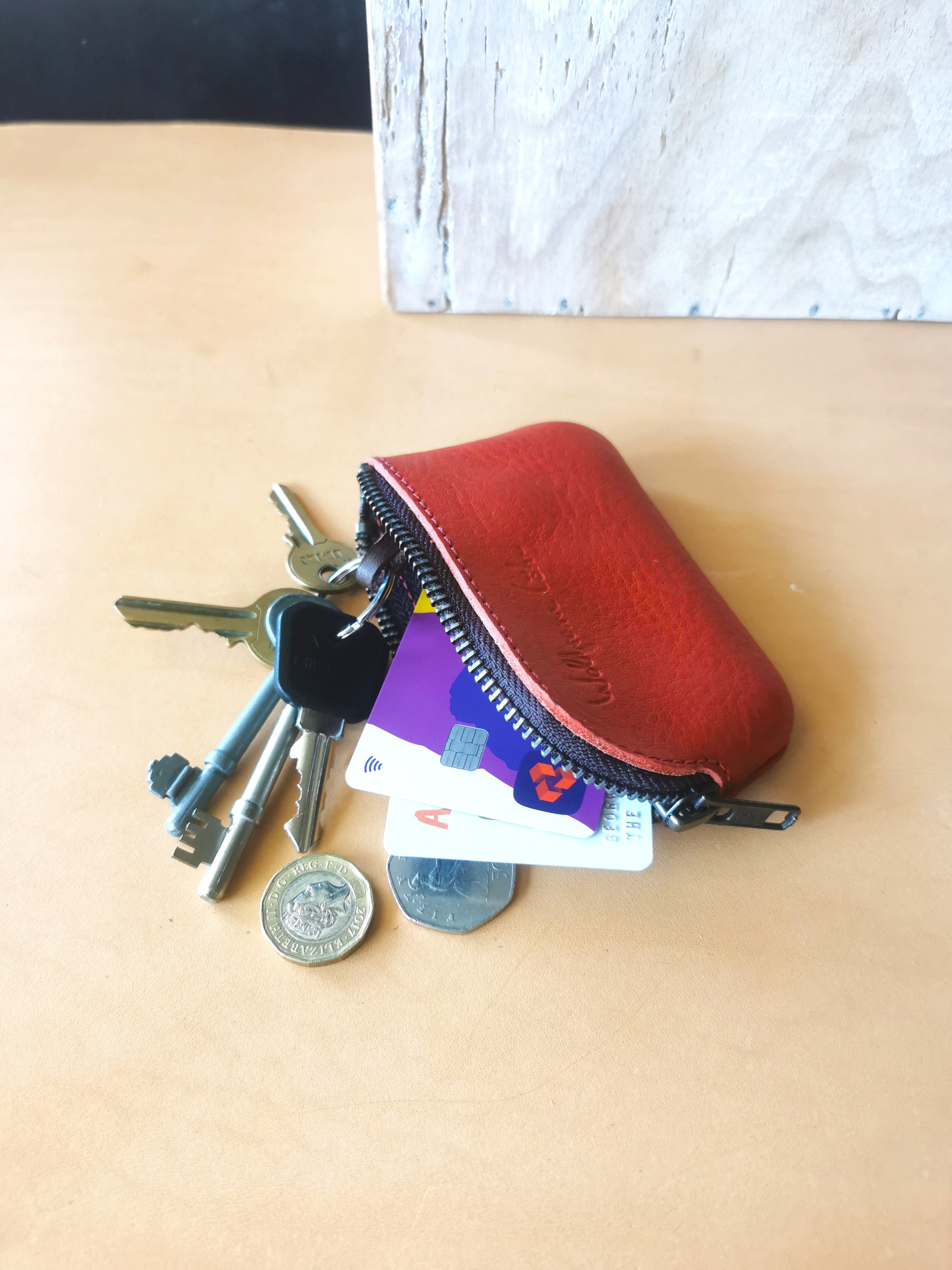 Leather Key Purse Red