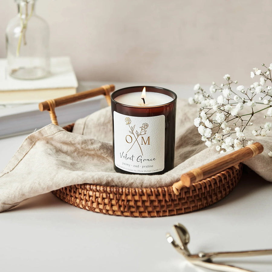 Peony and Oud Scented Candle - Velvet Grace