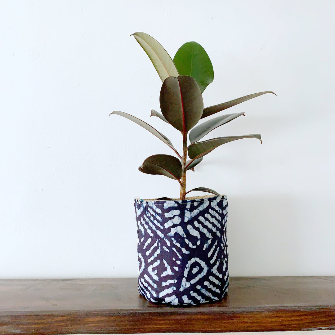 African Handprinted Indigo Plant Pot Holder