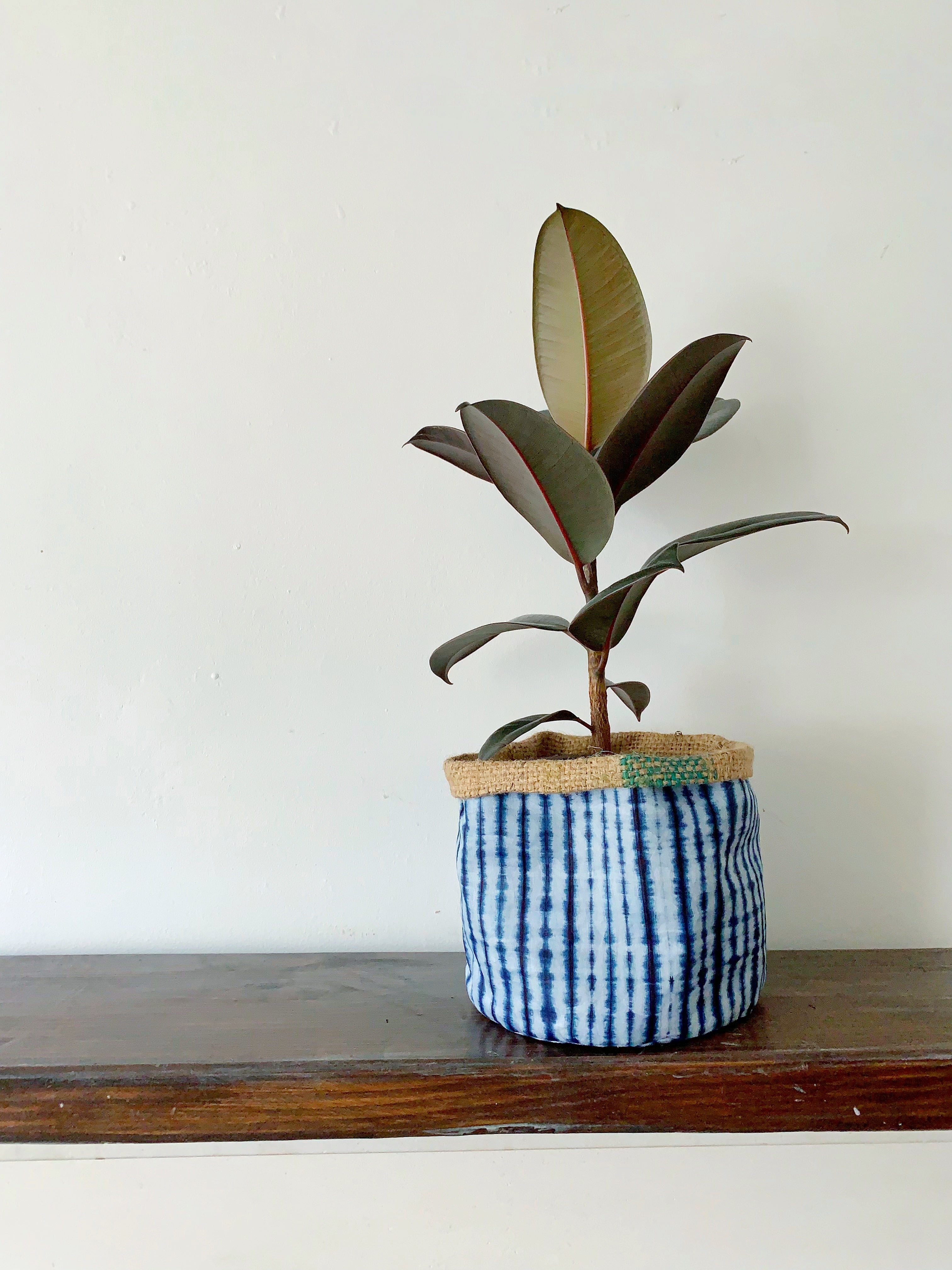 African Handprinted Plant Pot Cover