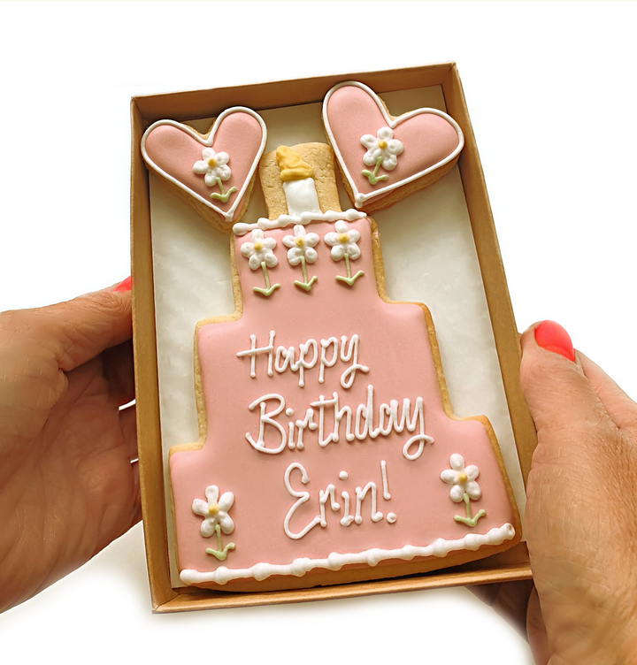 Hand-iced Personalised 'Pink Daisy' Birthday Cookie LETTERBOX GIFT