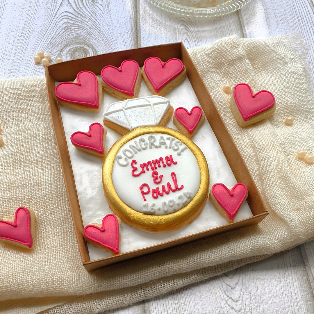 Hand-iced 'Congrats!' Personalised Engagement Cookie LETTERBOX Gift