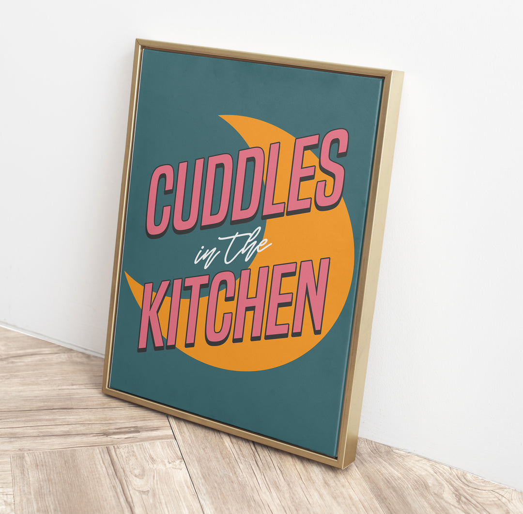 Cuddles In The Kitchen Print in Green