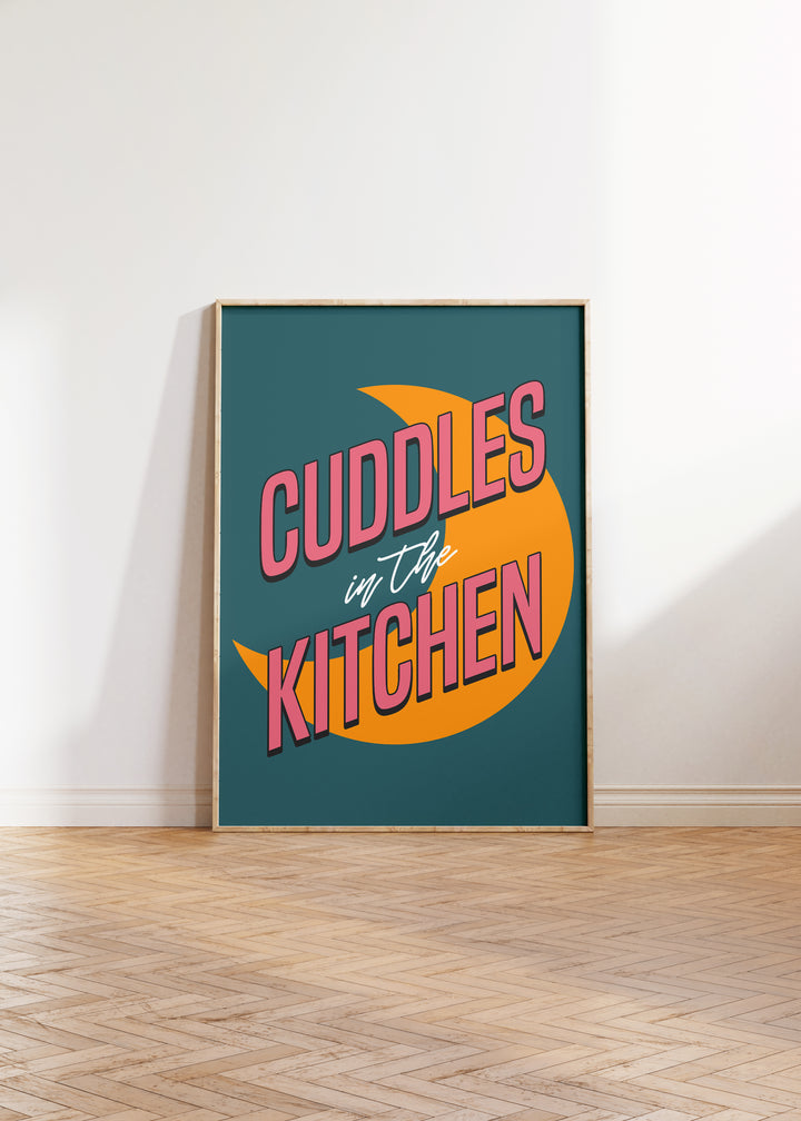 Cuddles In The Kitchen Print in Green