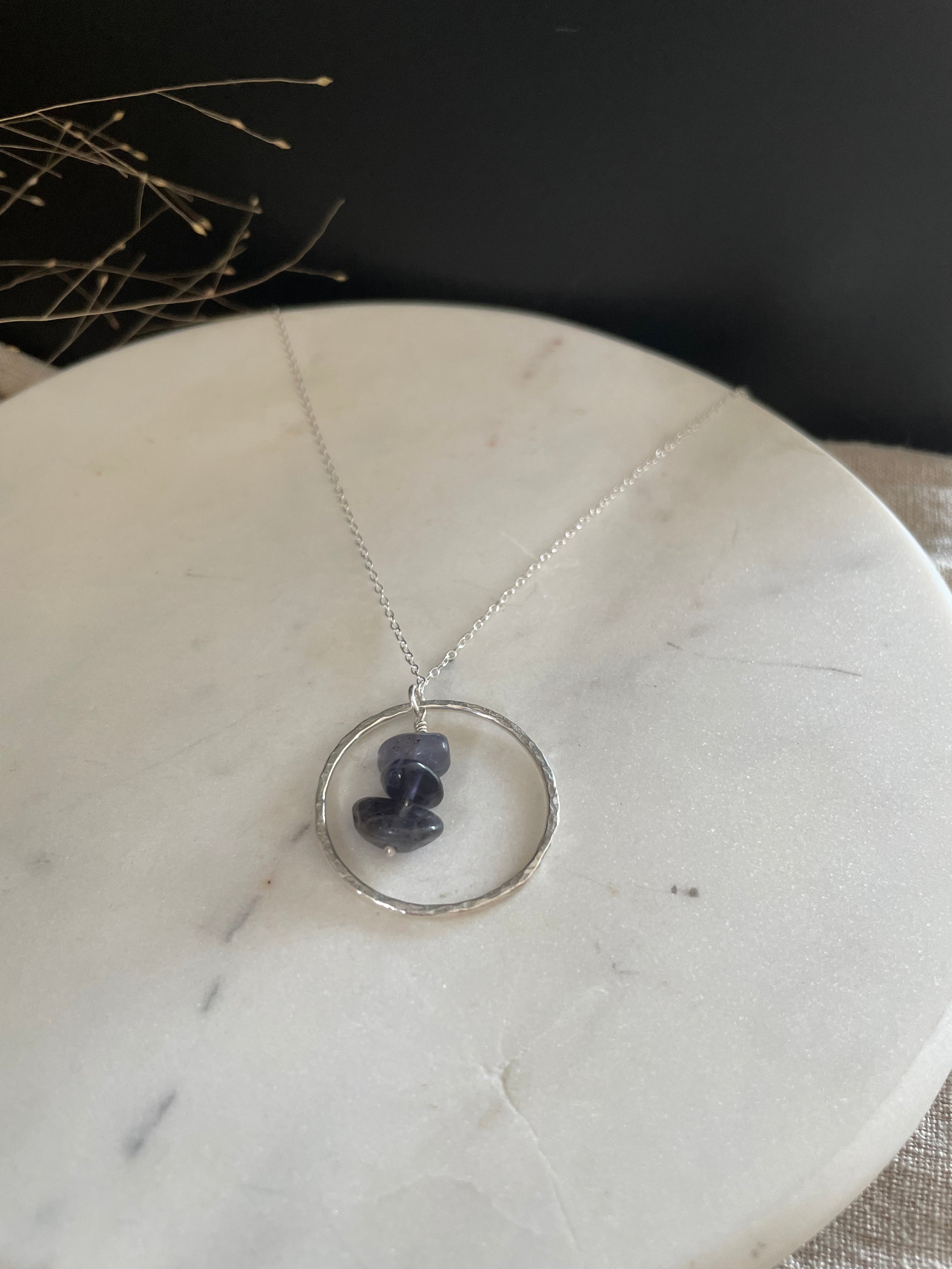 Halo ~ handmade Iolite eco silver pendant
