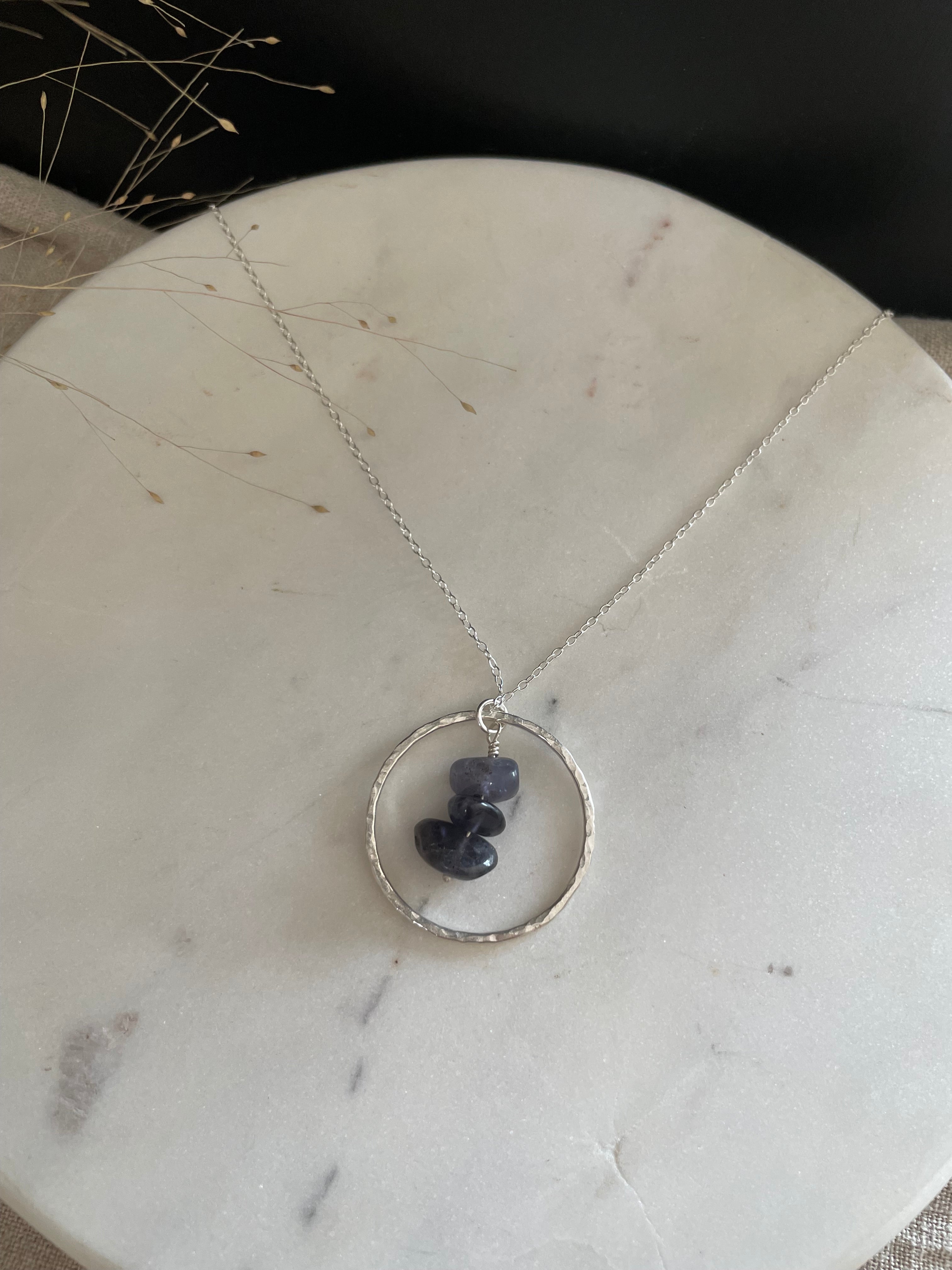 Halo ~ handmade Iolite eco silver pendant