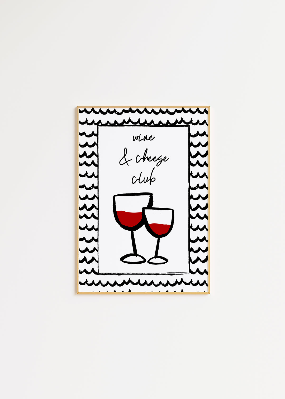 Wine and Cheese Club Print in Black A3