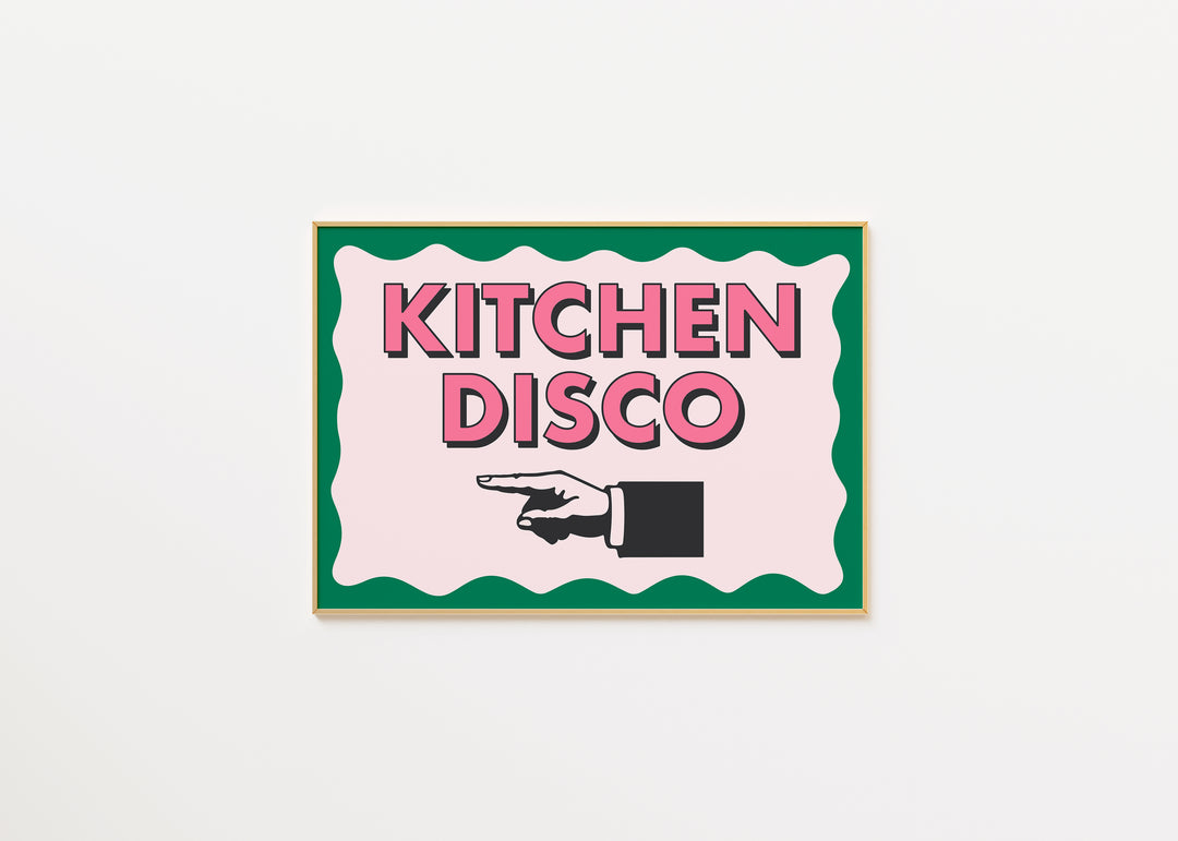 Kitchen Disco Print in Green A3 (left)