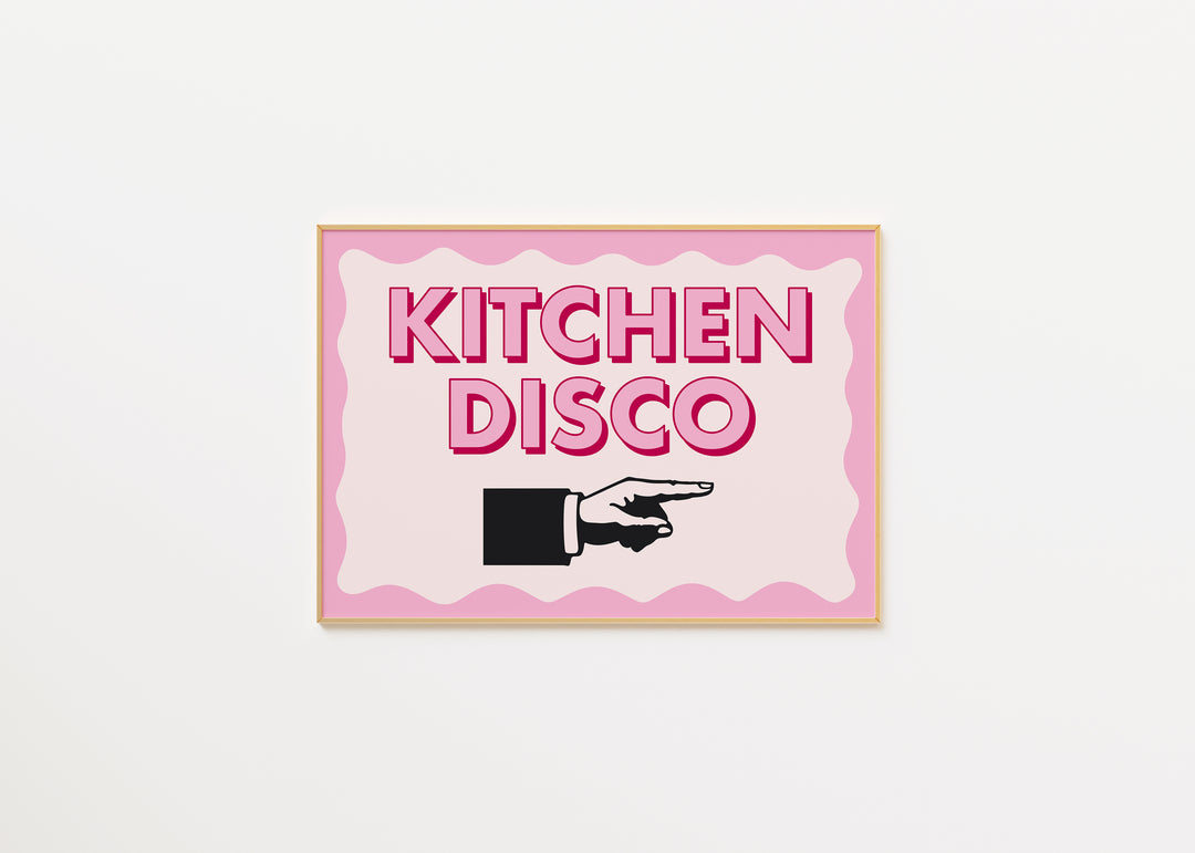 Kitchen Disco Print in Pink A3 (right)