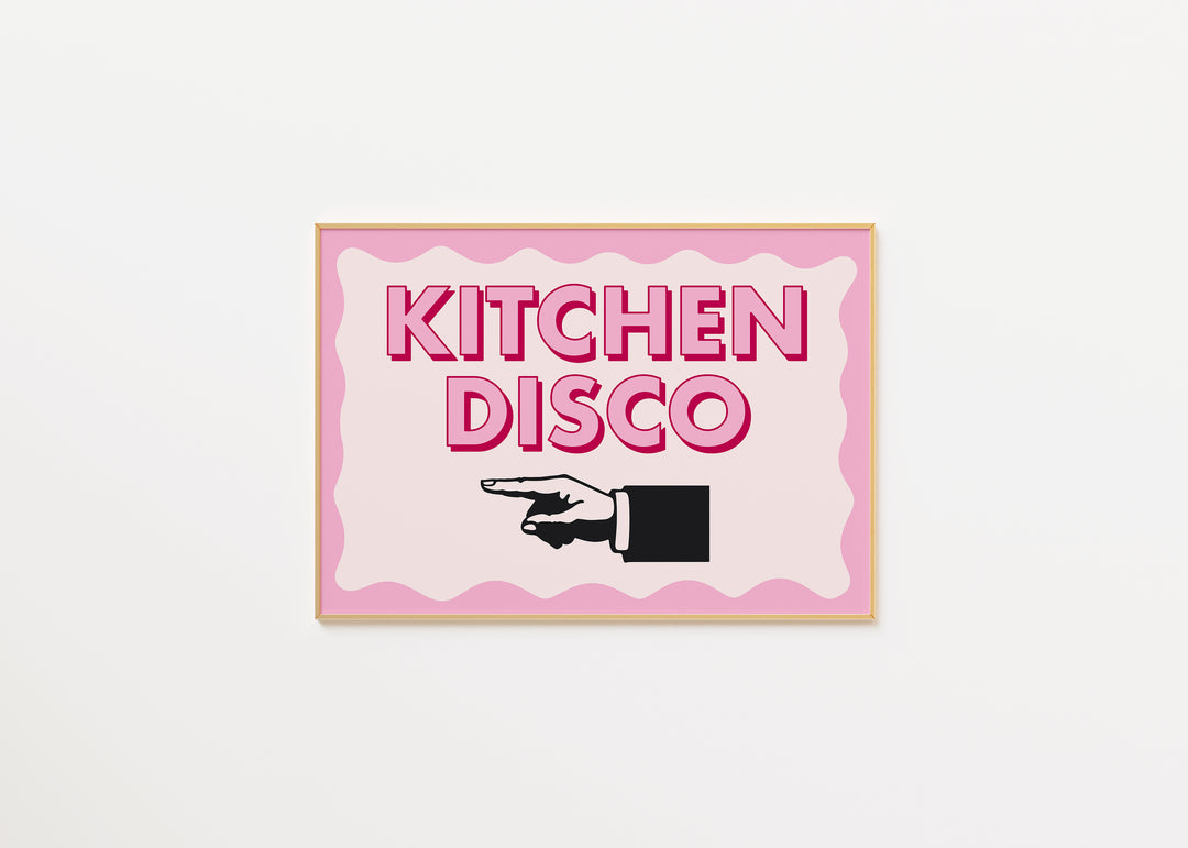 Kitchen Disco Print in Pink A3 (left)