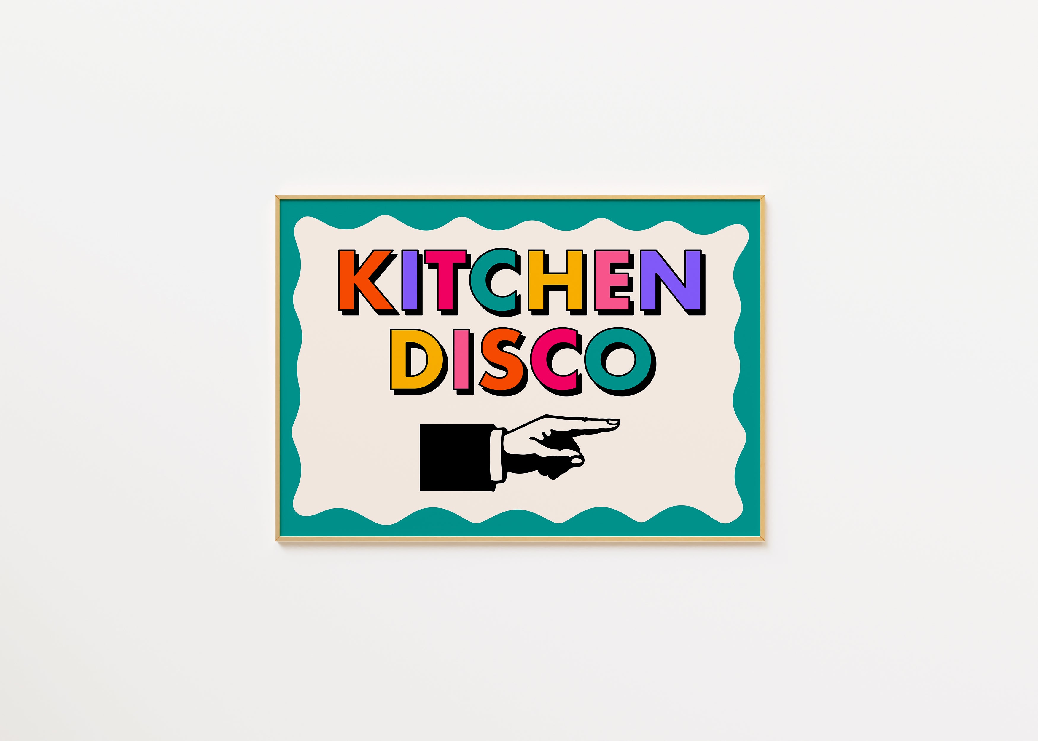 Kitchen Disco Print in Teal A3 (right)