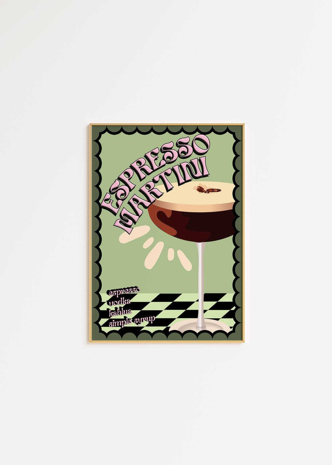 Espresso Martini Print in Green A3