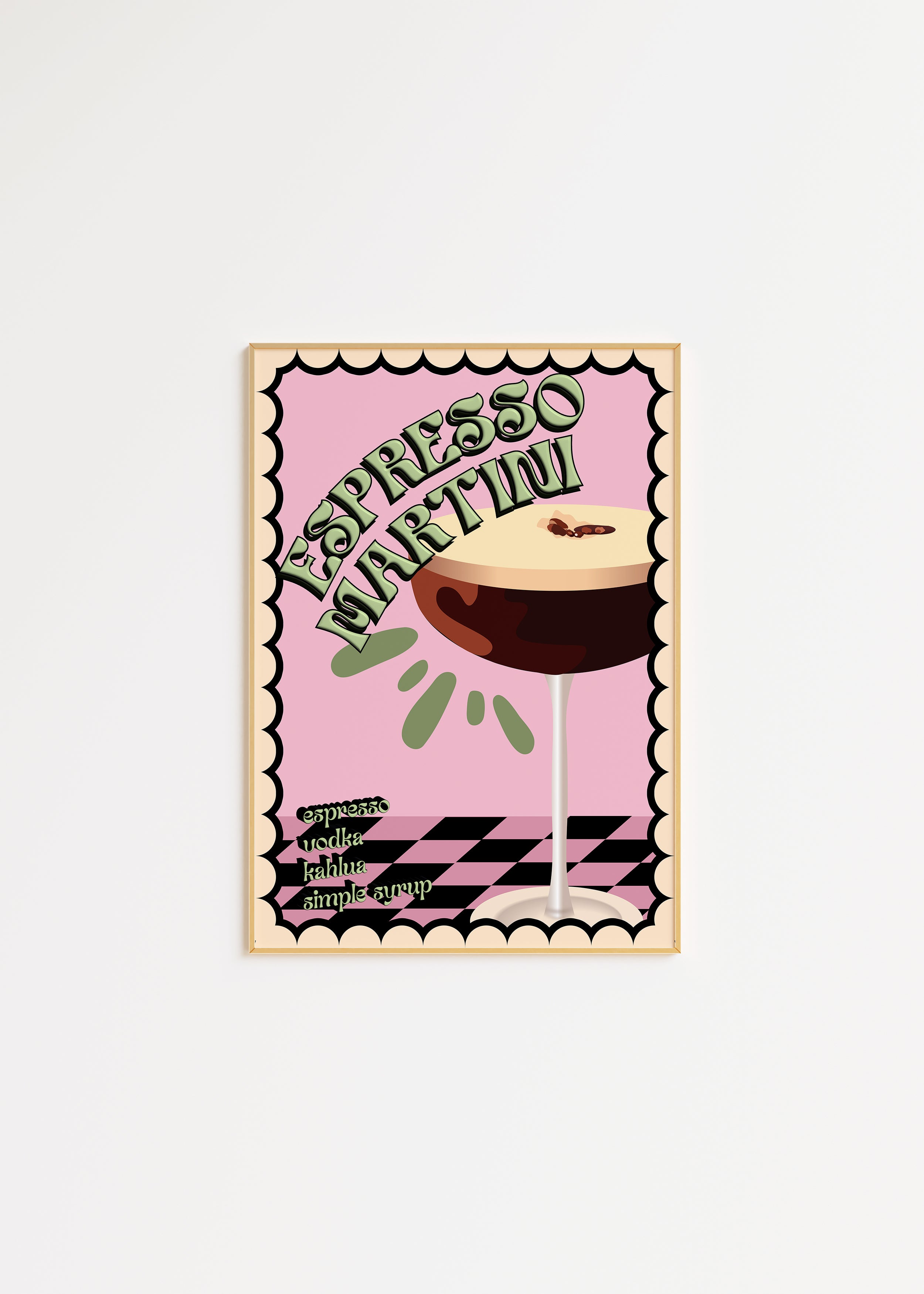 Espresso Martini Print in Pink A3
