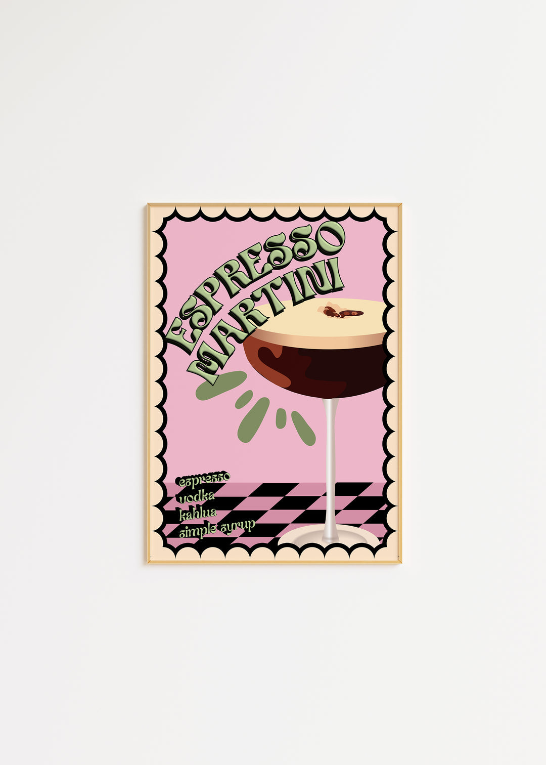 Espresso Martini Print in Pink A3