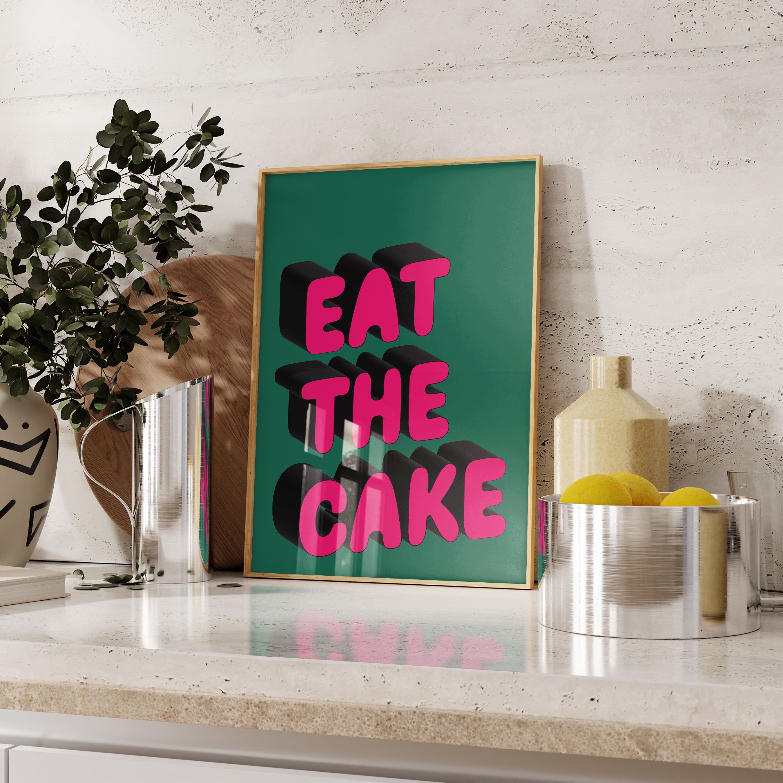 Eat The Cake Print in Green A3