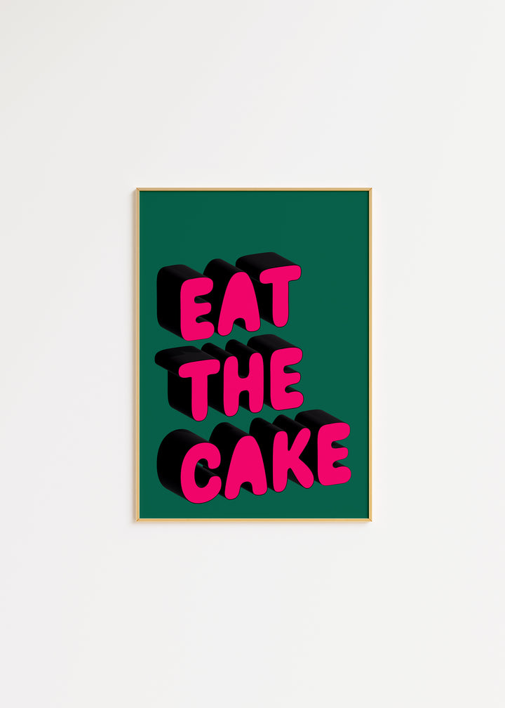 Eat The Cake Print in Green A3