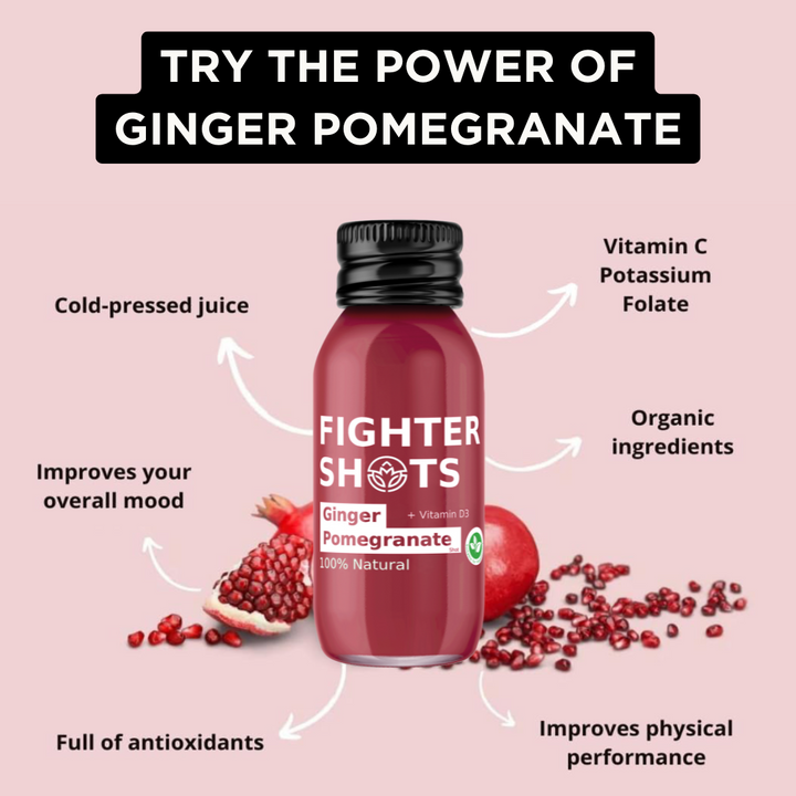 Fighter Shots Ginger + Pomegranate Shot + Vitamin D single or cases 12x60ml