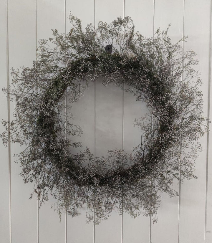 Gypsophila Handmade Wreath on slim frame