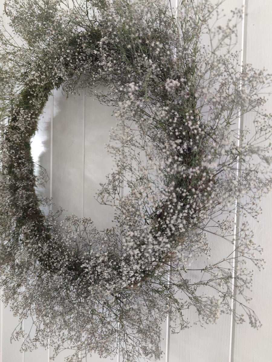 Gypsophila Handmade Wreath on slim frame