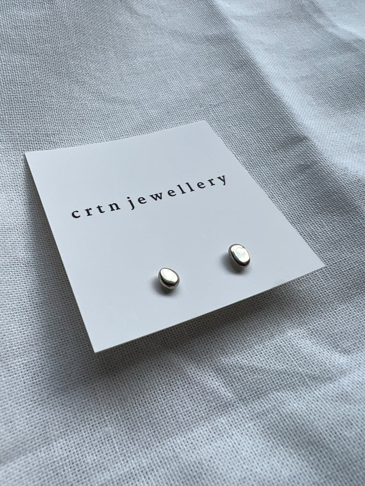 Recycled Silver Molten Round Studs 