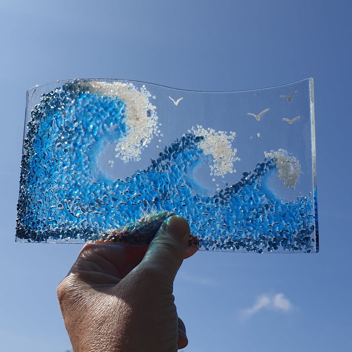 Freestanding Fused Glass Waves