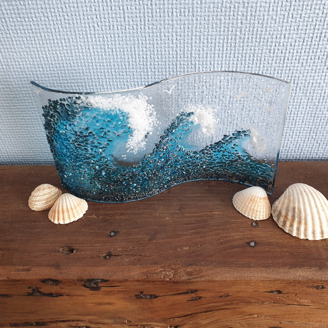 Freestanding Fused Glass Waves