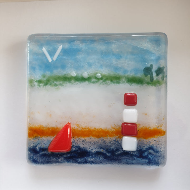 Small Fused Glass Picture of Sussex Coastline