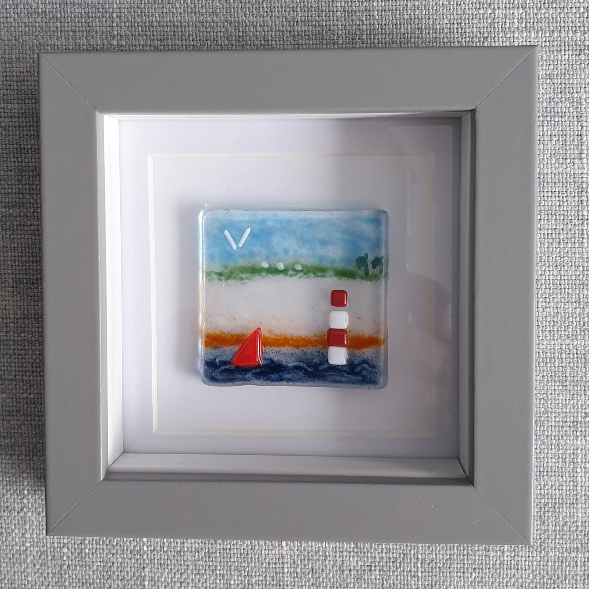 Small Fused Glass Picture of Sussex Coastline