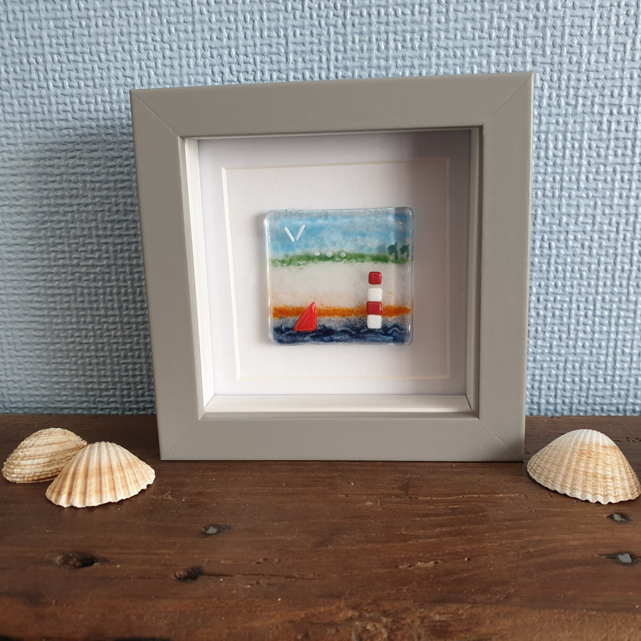 Small Fused Glass Picture of Sussex Coastline