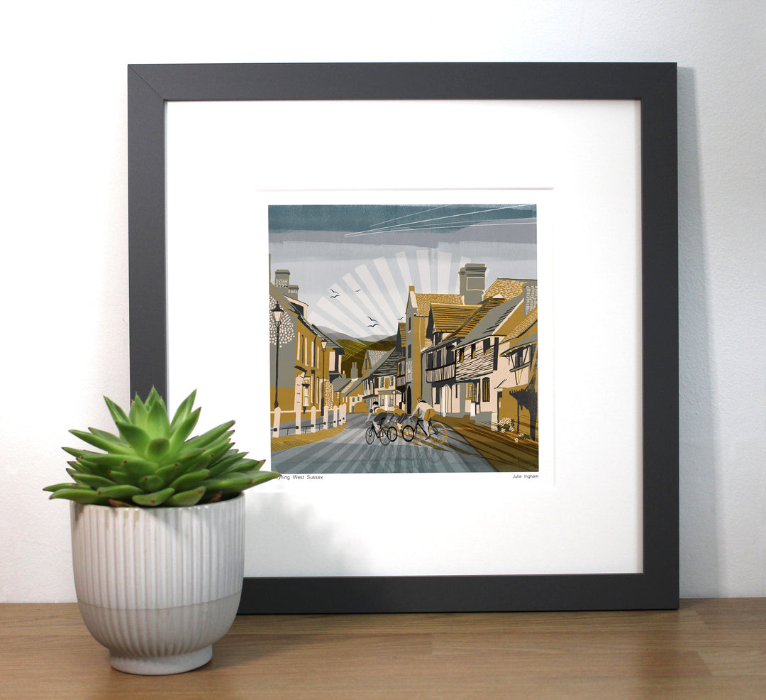 Steyning Ochre with Cyclists Framed