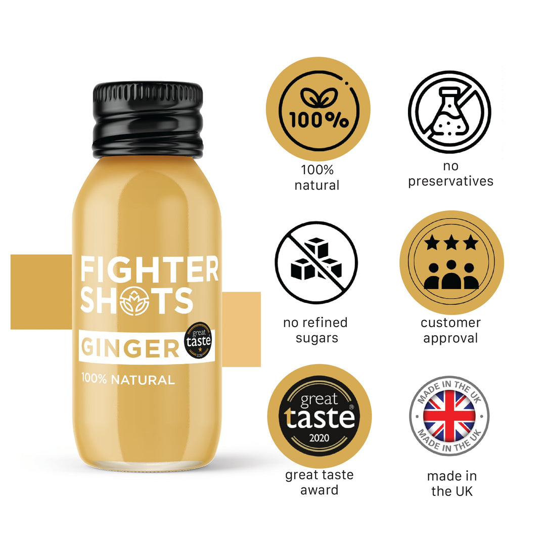 Ginger -  27g organic cold pressed ginger in every bottle, 6 or 12 x 60ml