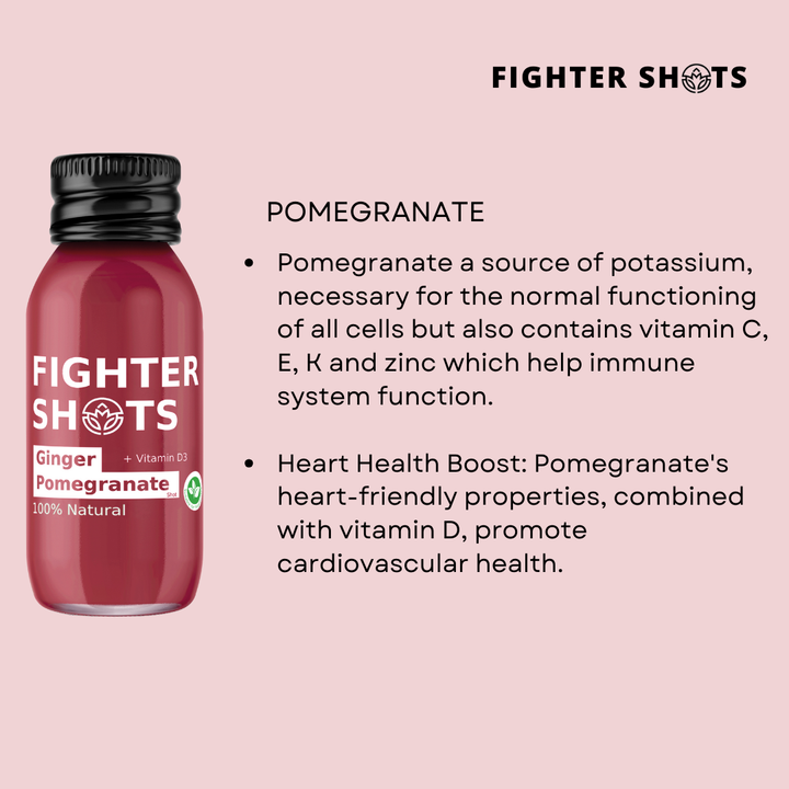 Fighter Shots Ginger + Pomegranate Shot + Vitamin D single or cases 12x60ml