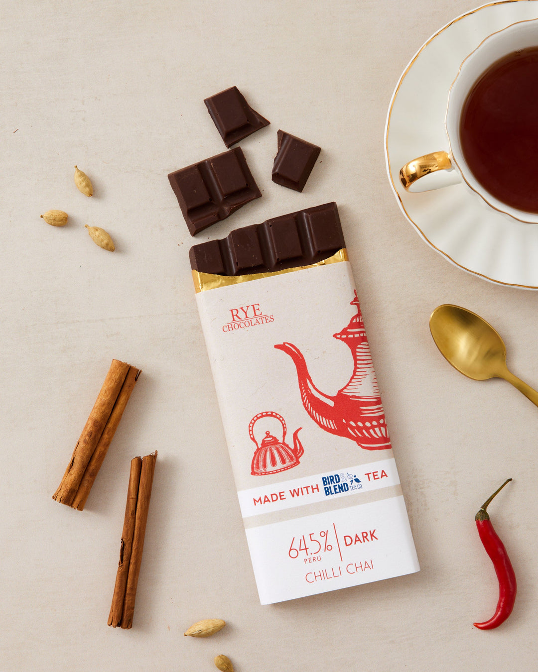 Chilli Chai Dark Chocolate Bar - 64.5% Peruvian
