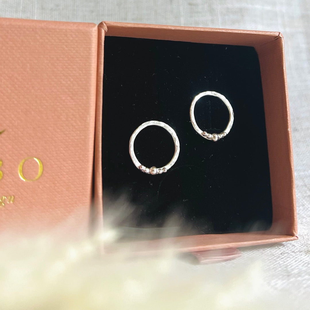 Recycled Sterling Silver Circle Stud Earrings