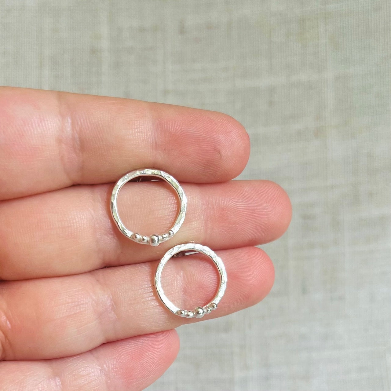 Recycled Sterling Silver Circle Stud Earrings